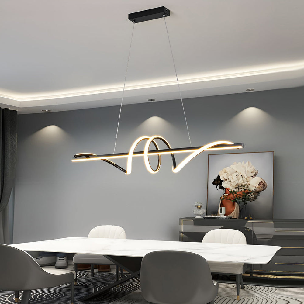 Ribbon Peak LED Linear Pendant, Nordic Metal Kitchen Island Light