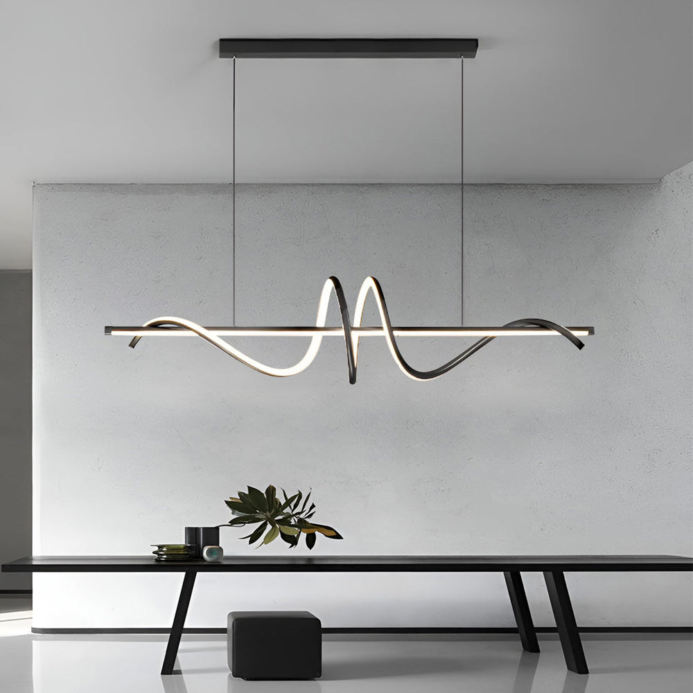 Ribbon Peak LED Linear Pendant, Nordic Metal Kitchen Island Light