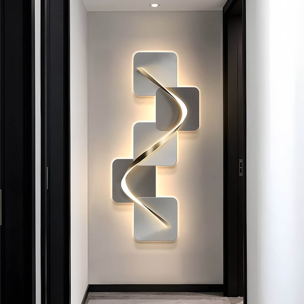 Ribbon Wave LED Wall Art, Layered Panel Backlit Wall Light
