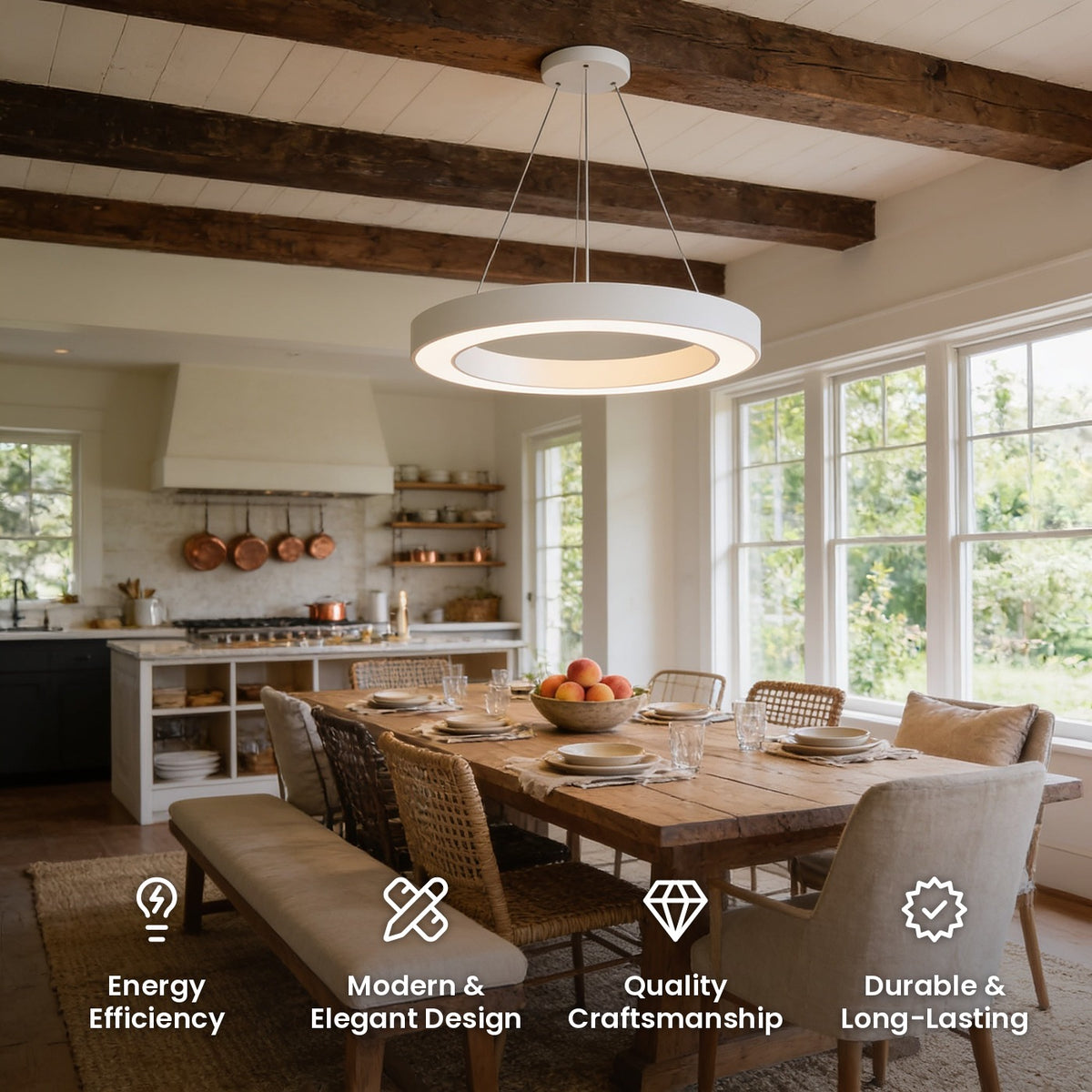 Ring Pendant Light: energy efficiency, modern and elegant design, quality craftsmanship, durable and long-lasting