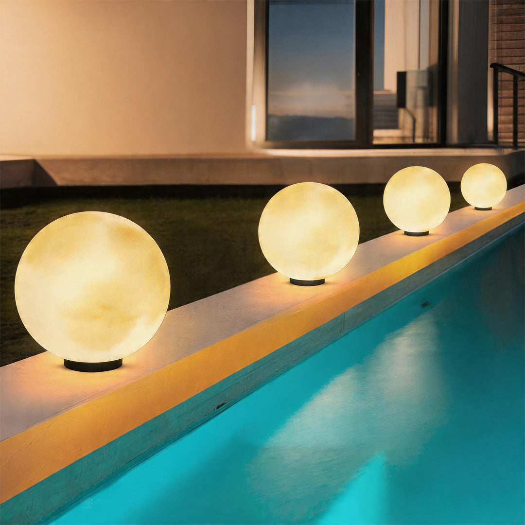 Moon Globe Pillar Light, Textured Resin Outdoor Garden Light 9