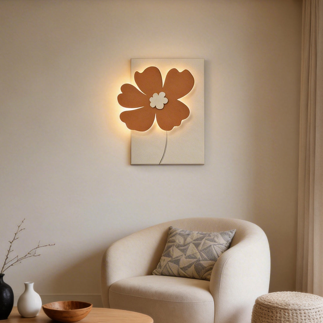 Sandstone Flower Relief LED Wall Art, Textured Backlit Panel