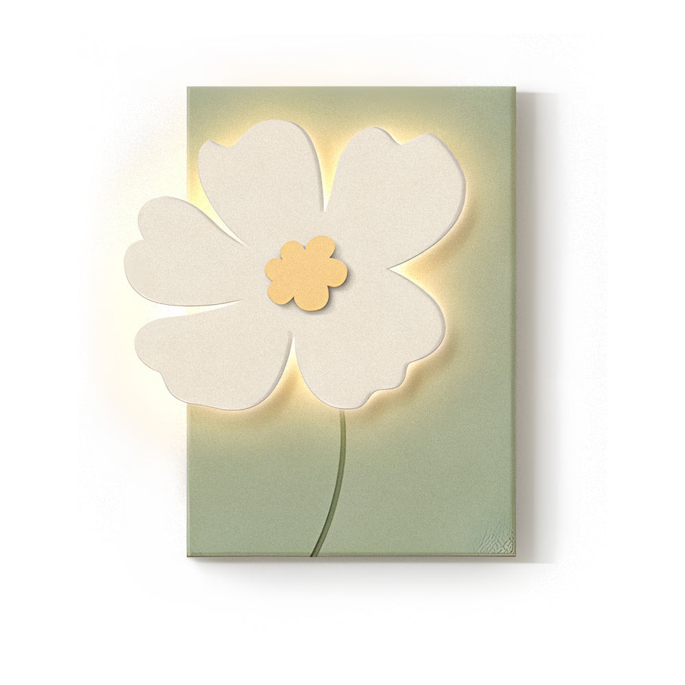 Sandstone Flower Relief LED Wall Art, Textured Backlit Panel
