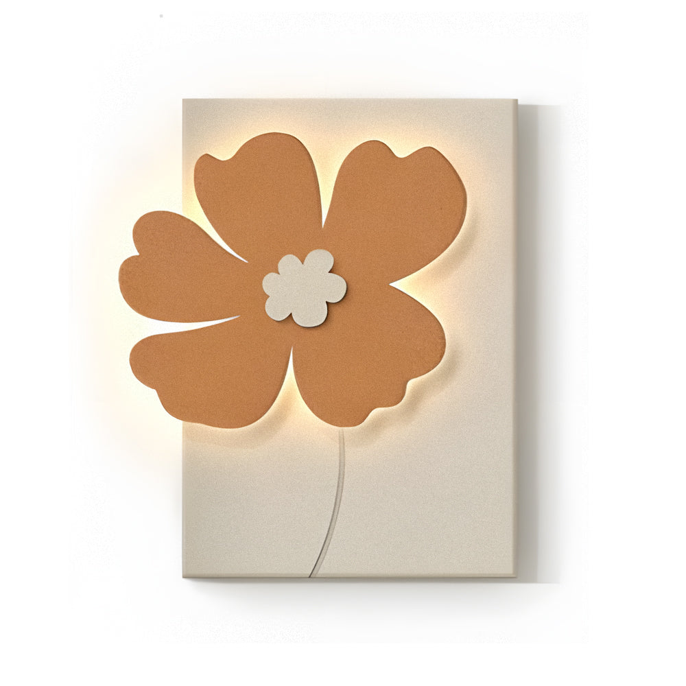 Sandstone Flower Relief LED Wall Art, Textured Backlit Panel