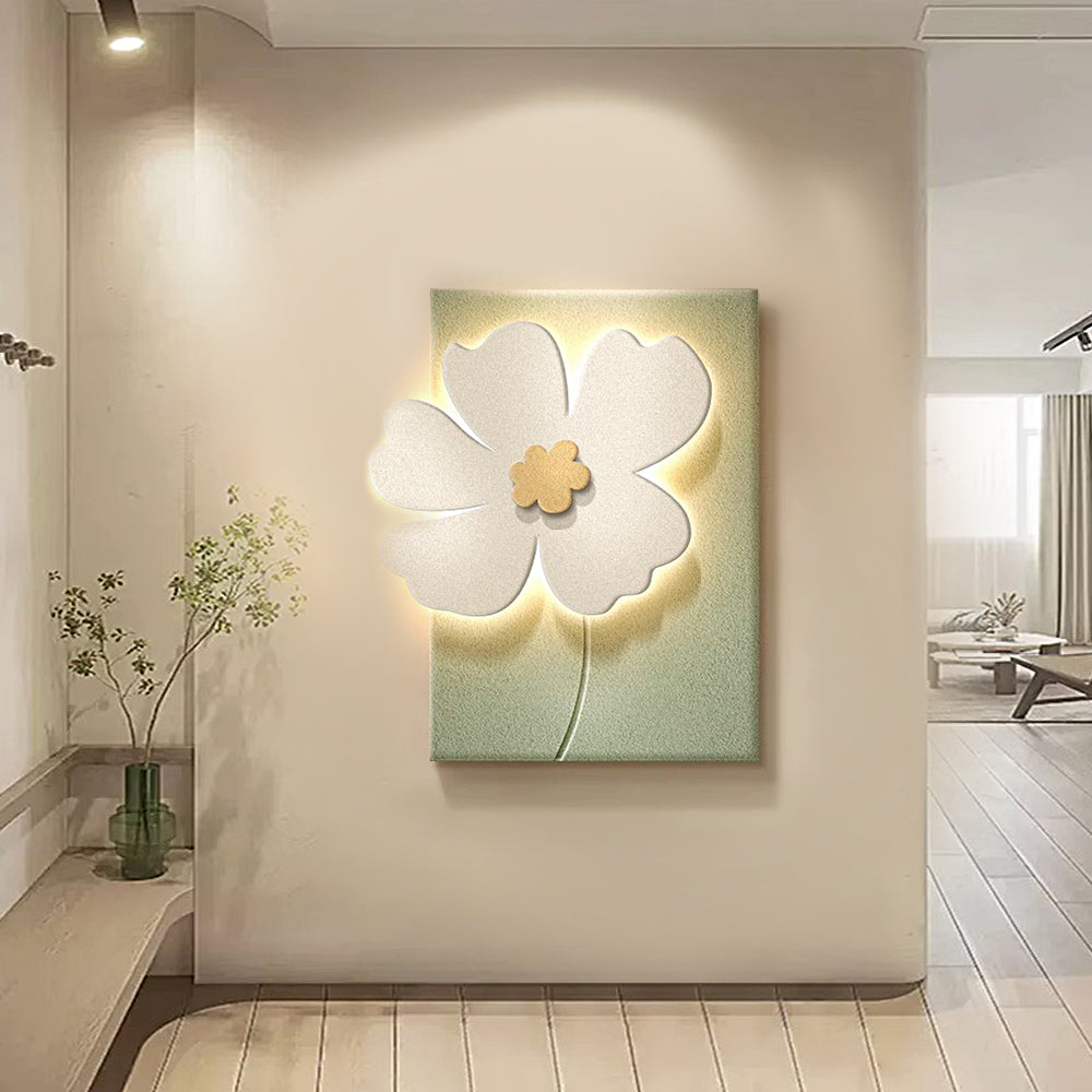 Sandstone Flower Relief LED Wall Art, Textured Backlit Panel
