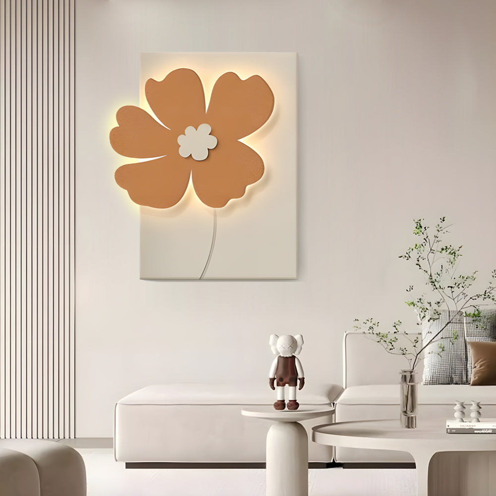 Sandstone Flower Relief LED Wall Art, Textured Backlit Panel