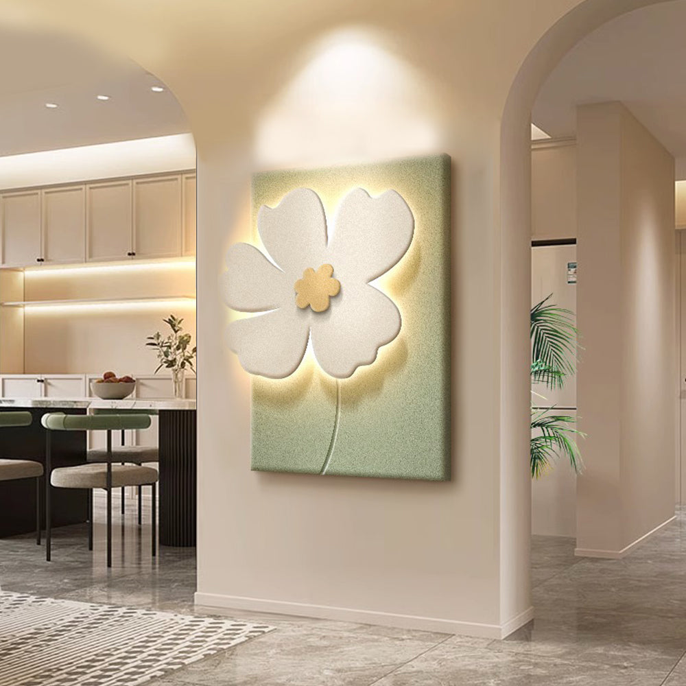 Sandstone Flower Relief LED Wall Art, Textured Backlit Panel