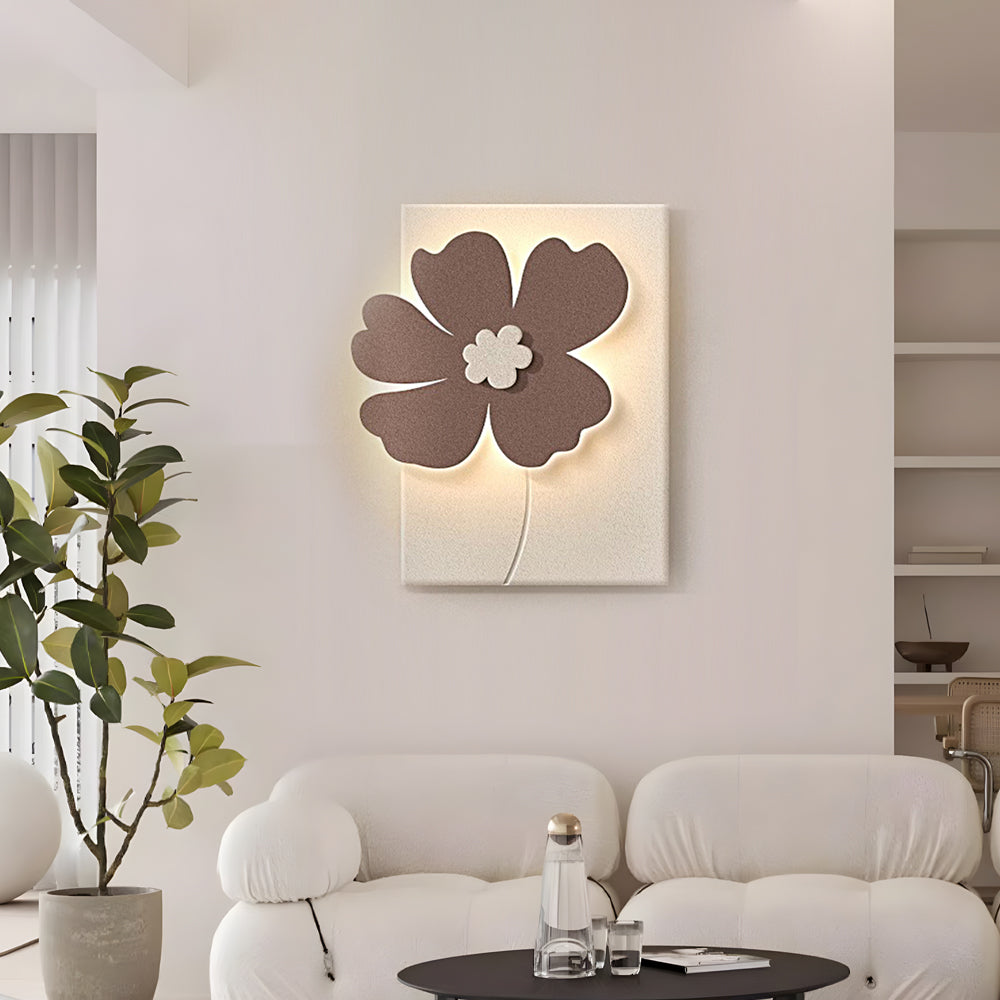 Sandstone Flower Relief LED Wall Art, Textured Backlit Panel