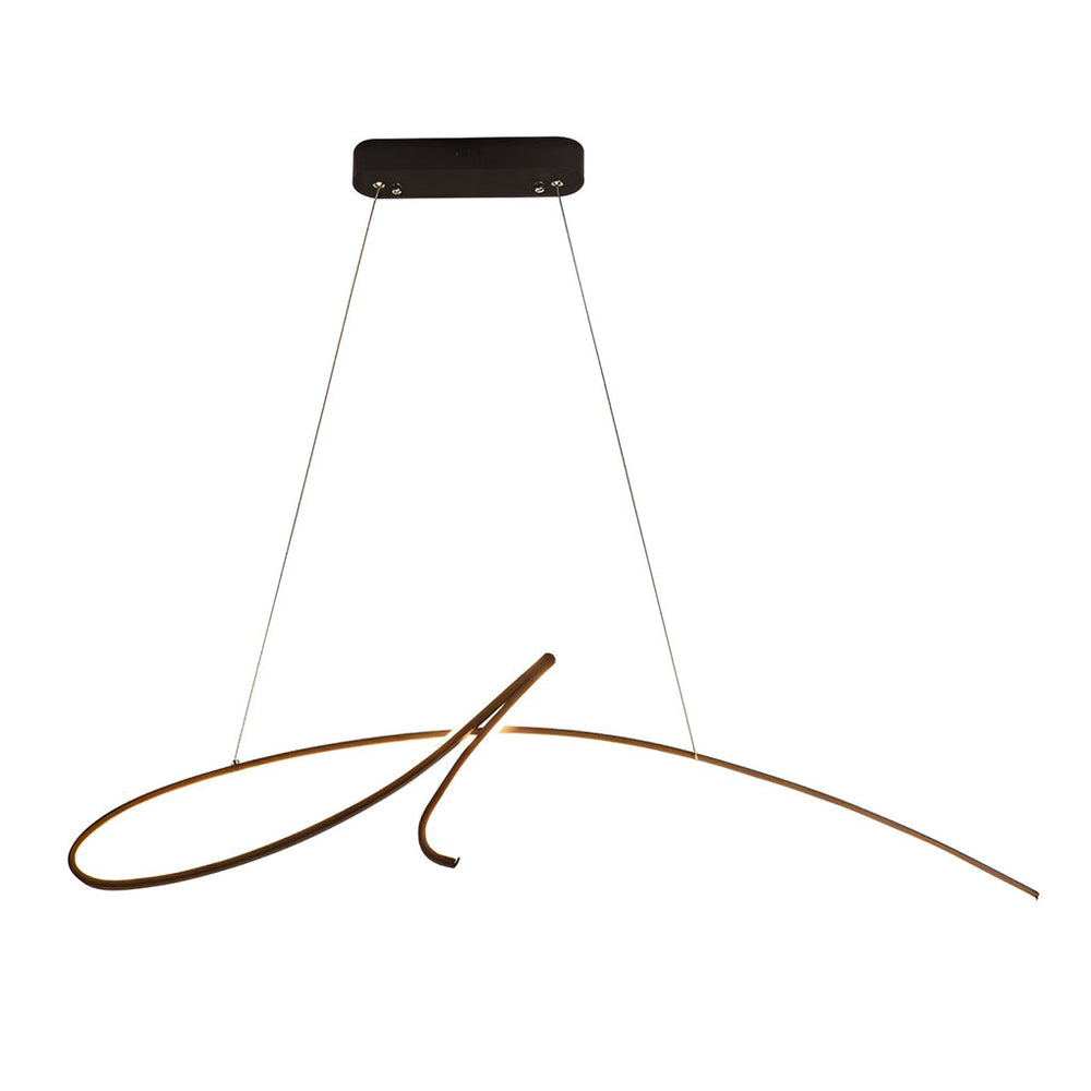 Script Line LED Linear Pendant, Black Iron Modern Island Light