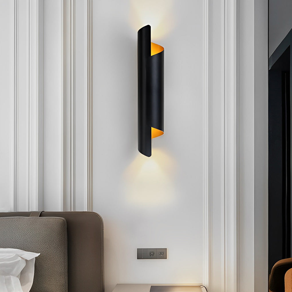 Scroll Curve Wall Sconce, Gold and Black Up and Down Light