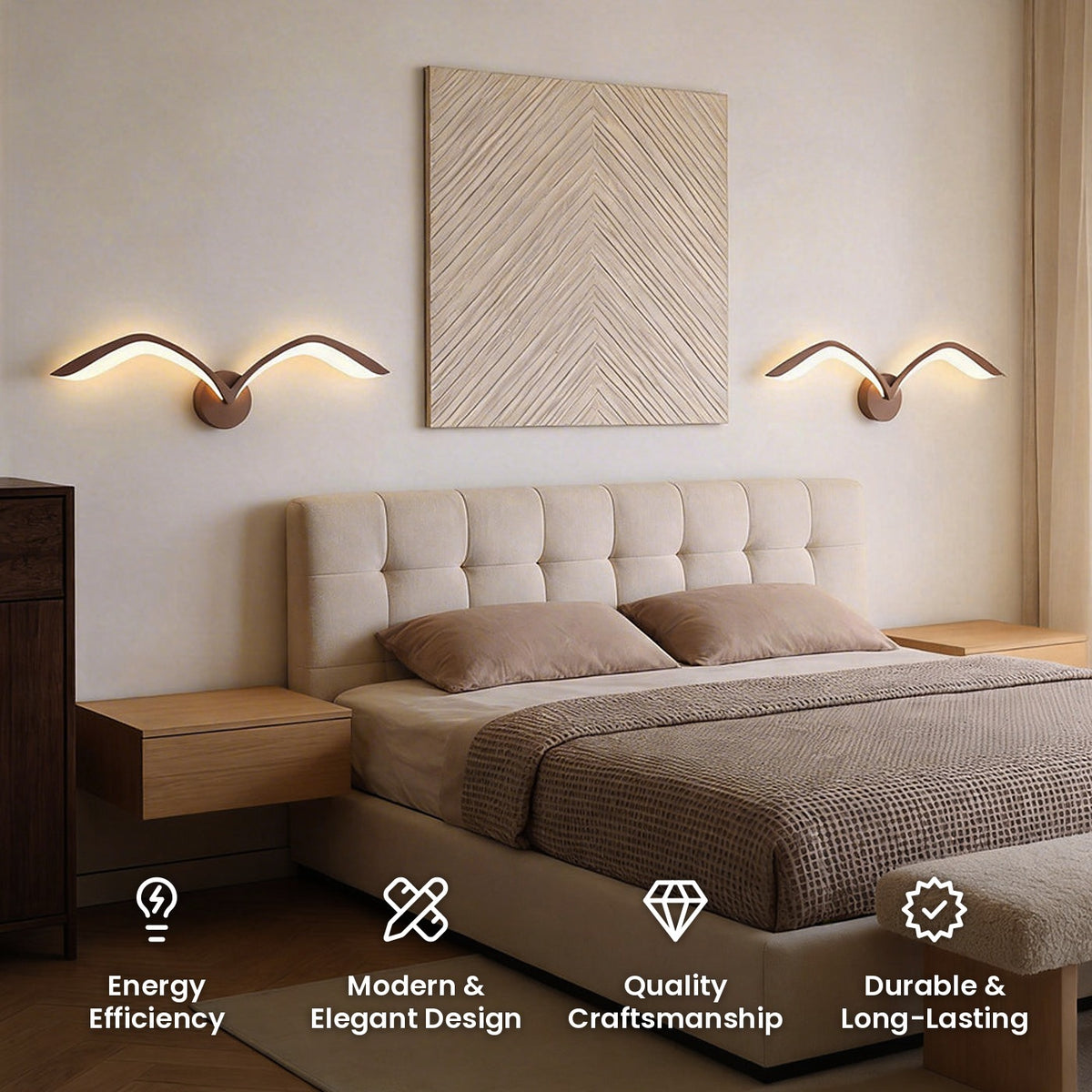 Seagull Flight LED Wall Sconce: energy efficiency, modern and elegant design, quality craftsmanship, durable and long-lasting