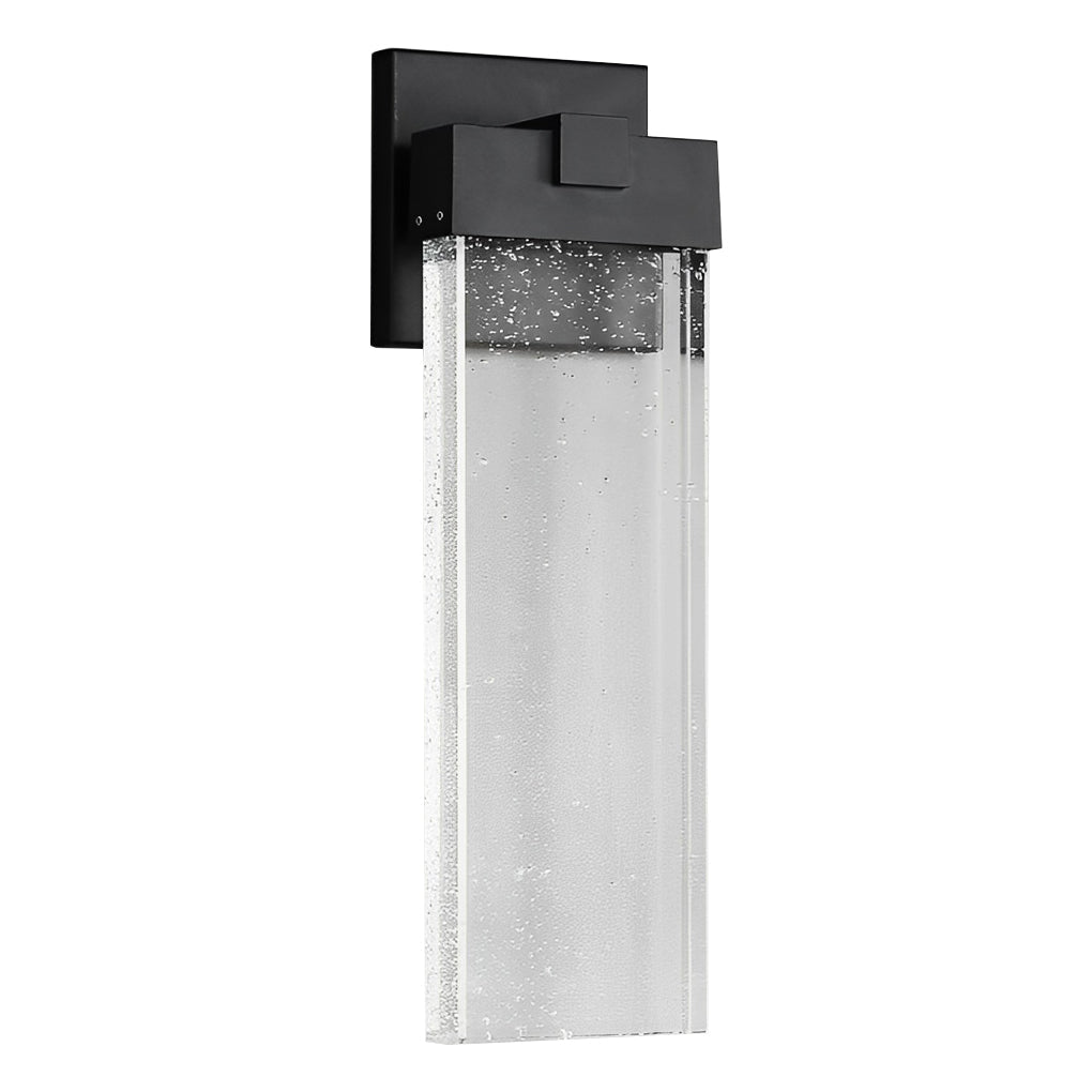 Seeded Crystal Outdoor Sconce, Black Aluminum Wall Light 20