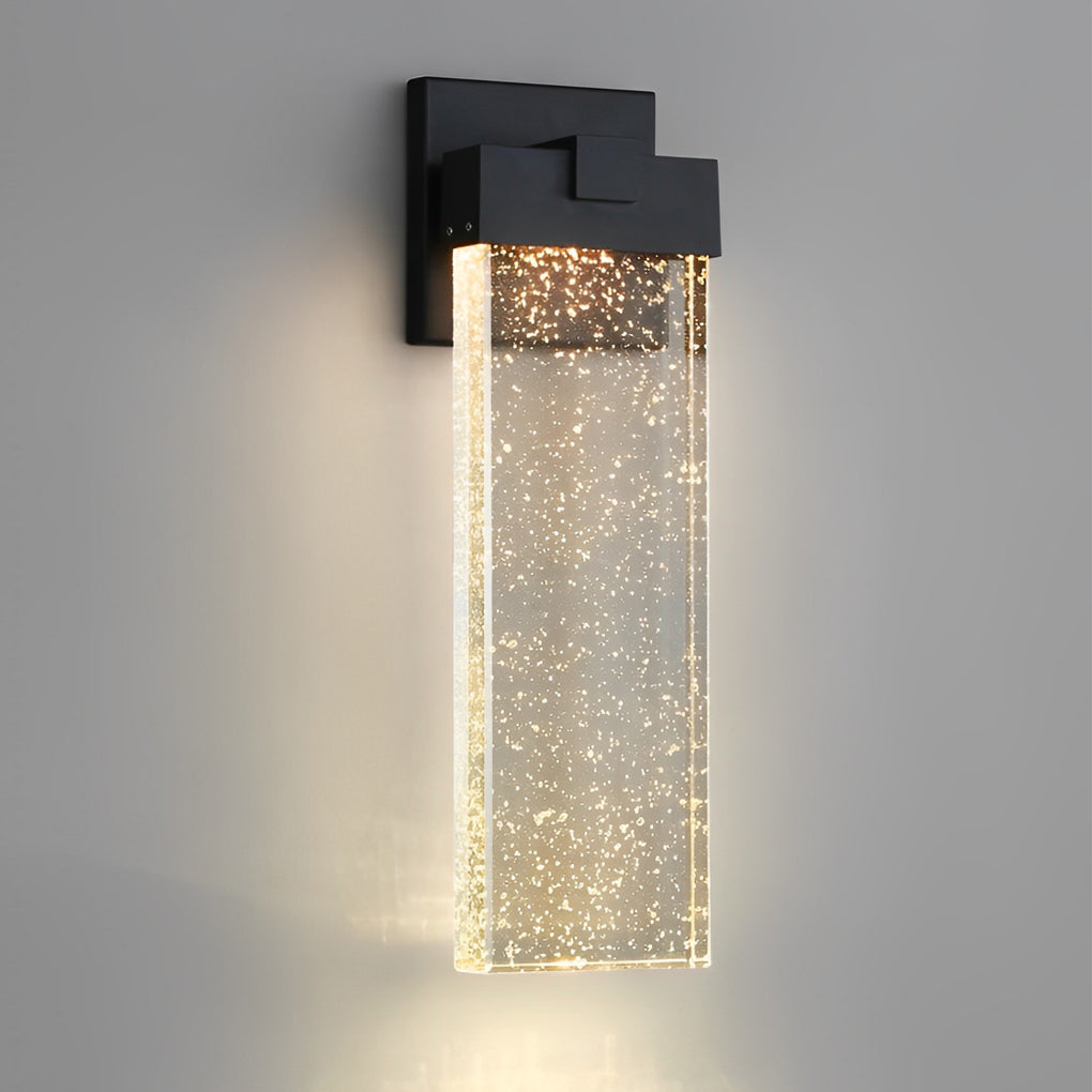 Seeded Crystal Outdoor Sconce, Black Aluminum Wall Light 11