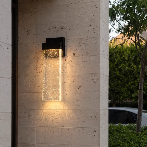 Bubble Crystal Wall Sconce, Rectangular Outdoor LED Light