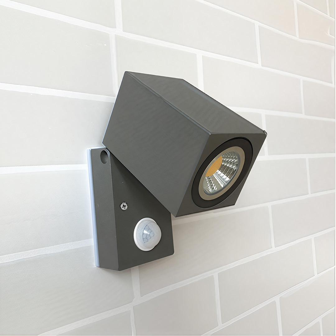 Adjustable Cube Outdoor Wall Light, Black Aluminum Spotlight Sconce 10