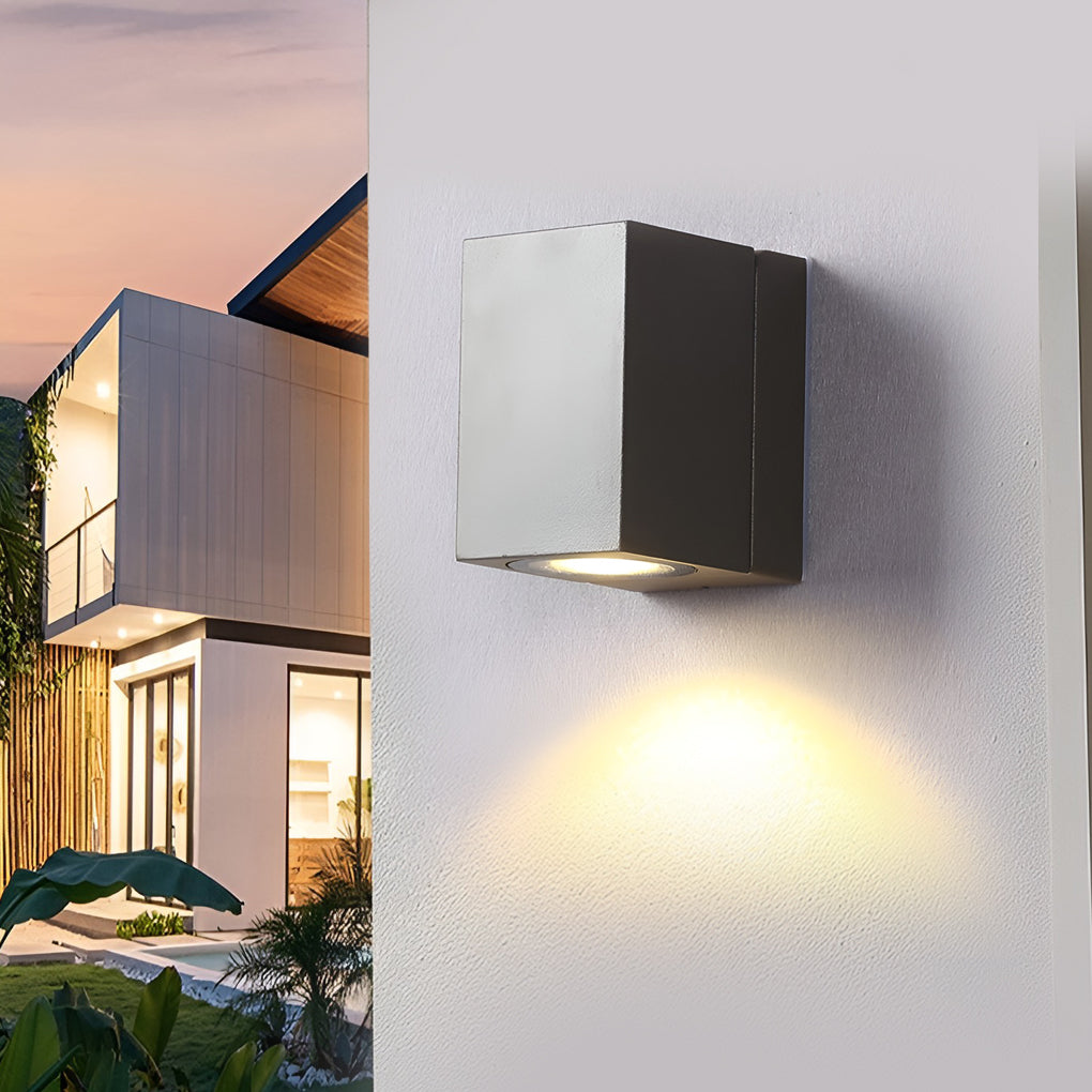 Adjustable Cube Outdoor Wall Light, Black Aluminum Spotlight Sconce