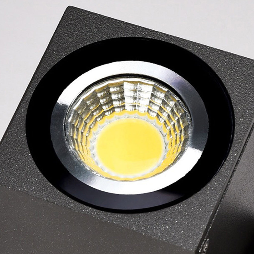Adjustable Cube Outdoor Wall Light, Black Aluminum Spotlight Sconce 6