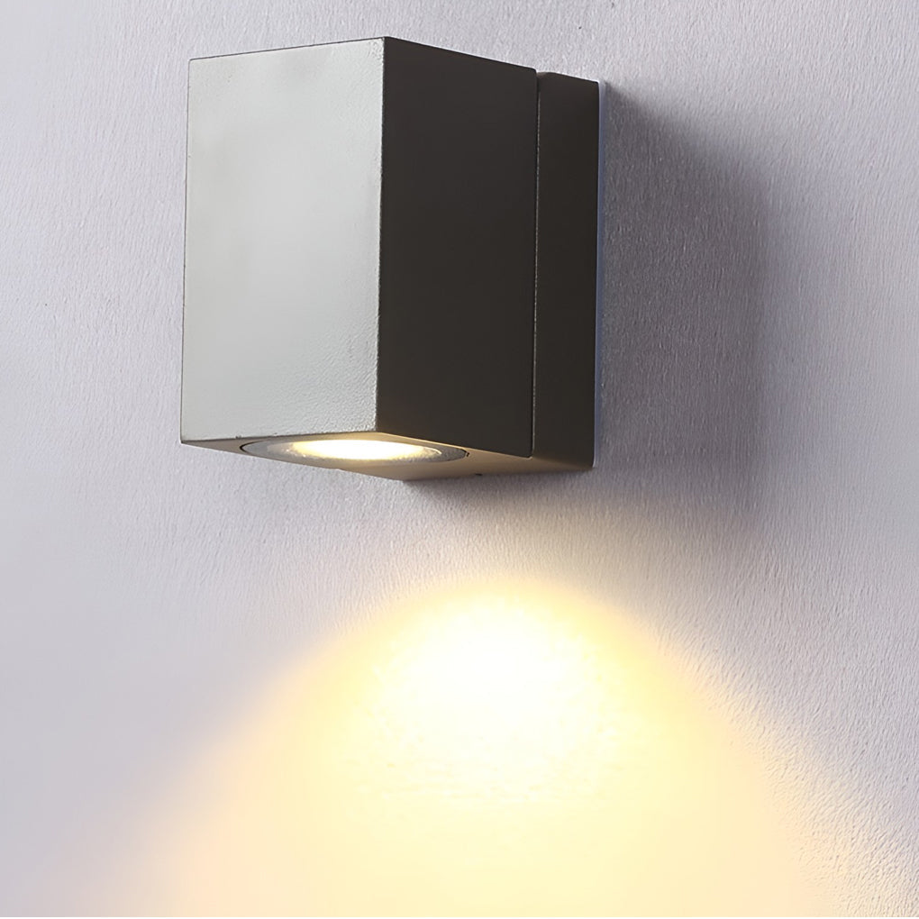 Adjustable Cube Outdoor Wall Light, Black Aluminum Spotlight Sconce 5