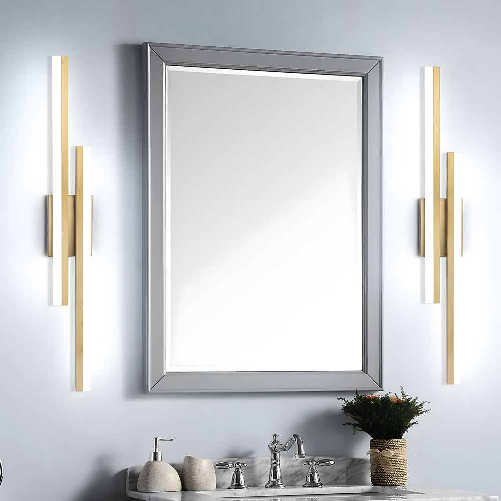 Staggered Twin Bar Sconce, Black or Gold LED Wall Light
