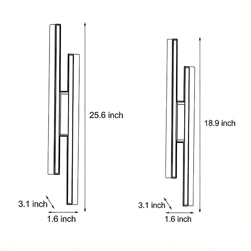 Staggered Twin Bar Sconce, Black or Gold LED Wall Light