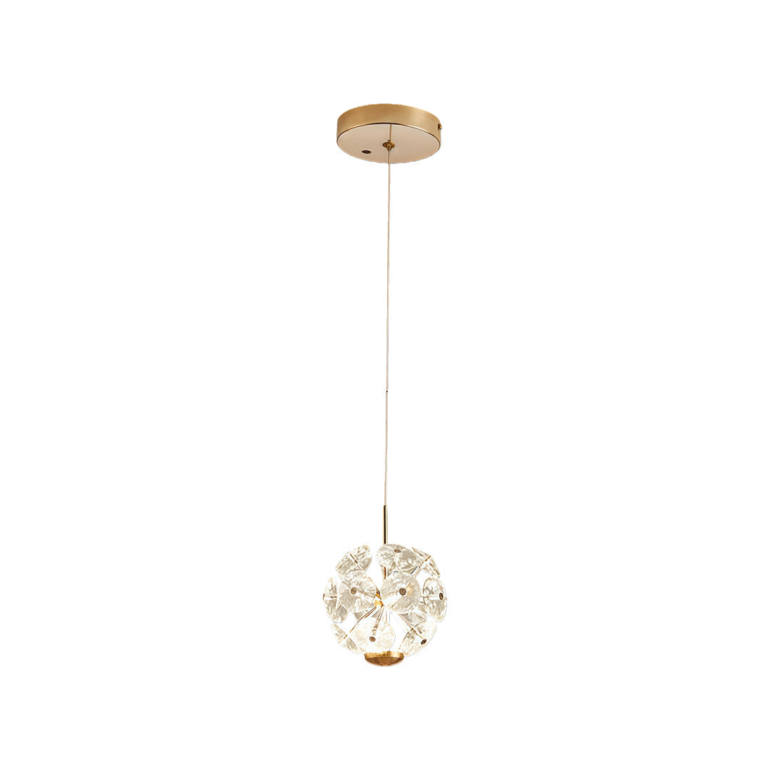 Crystal Flower Ball Staircase Chandelier, Gold Iron Long Drop Light 7