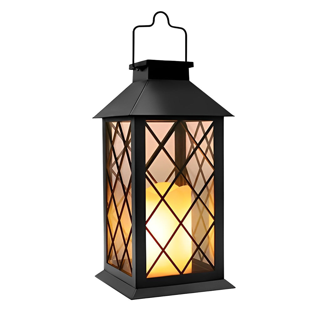 Solar Candle Lantern, Black Portable Hanging Garden Lantern 19