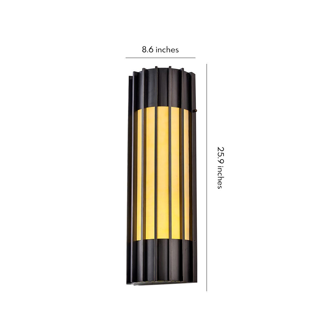 Ribbed Stone Shade Wall Sconce, Black Copper Outdoor Wall Light
