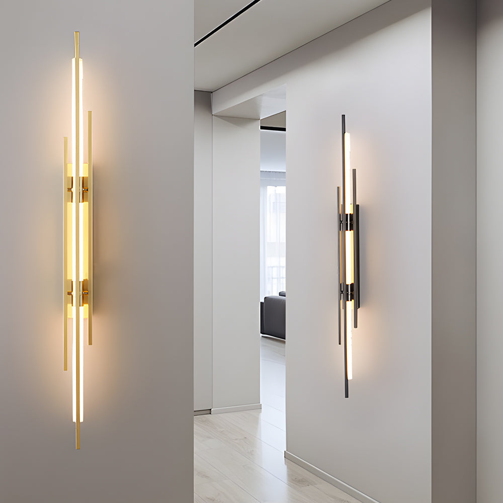 Twin Tube Wall Sconce, Black Gold or Copper Linear Light