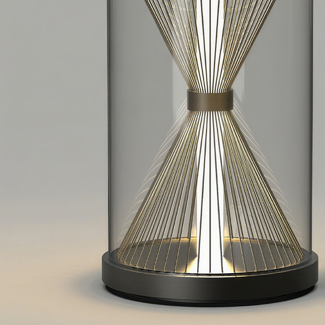 Hourglass Glass Lantern, Black Stainless Steel Outdoor Lantern