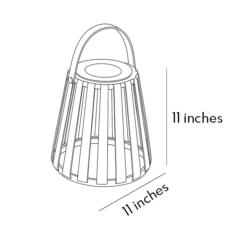 Slatted Solar Patio Lantern, Black Stainless Steel Portable Light
