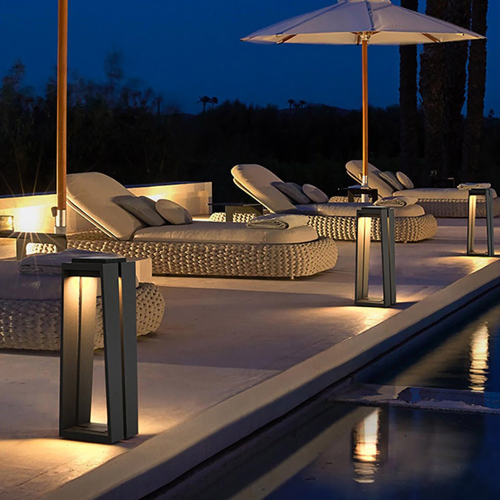 Tapered Trapezoid Solar Deck Light, Modern Landscape Path Light