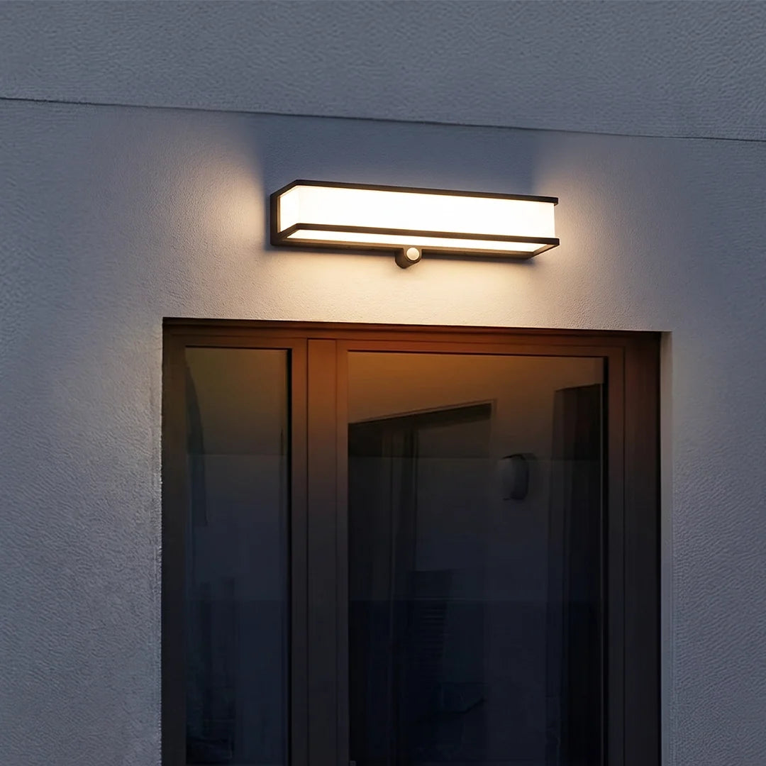 Rectangular Solar Motion Wall Light, Gray Aluminum Wall Sconce
