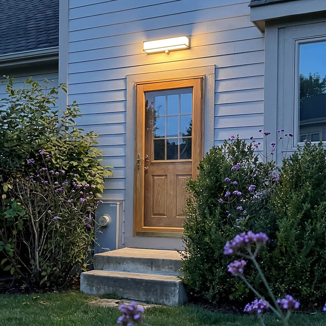 Rectangular Solar Motion Wall Light, Gray Aluminum Wall Sconce