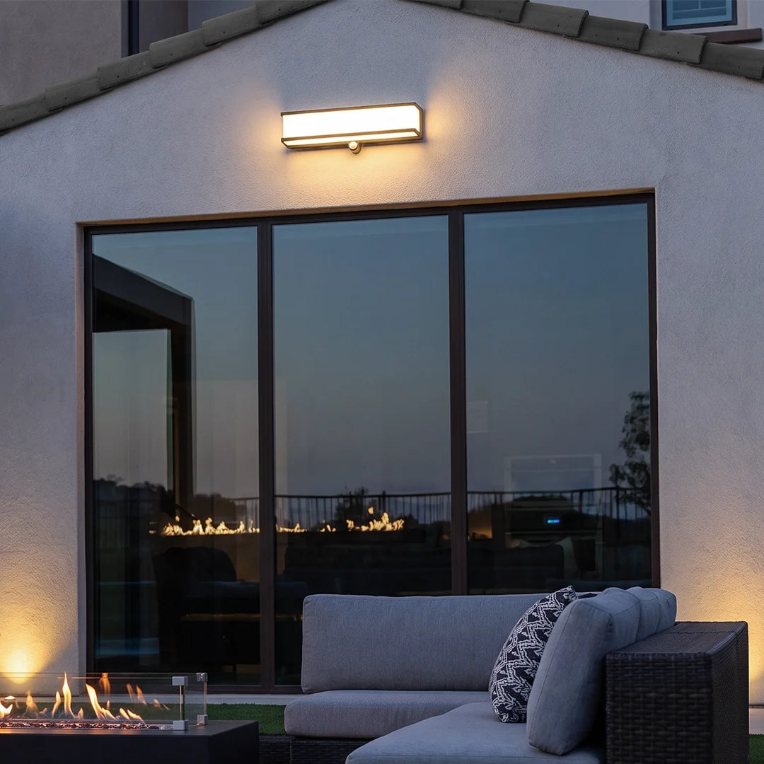 Rectangular Solar Motion Wall Light, Gray Aluminum Wall Sconce