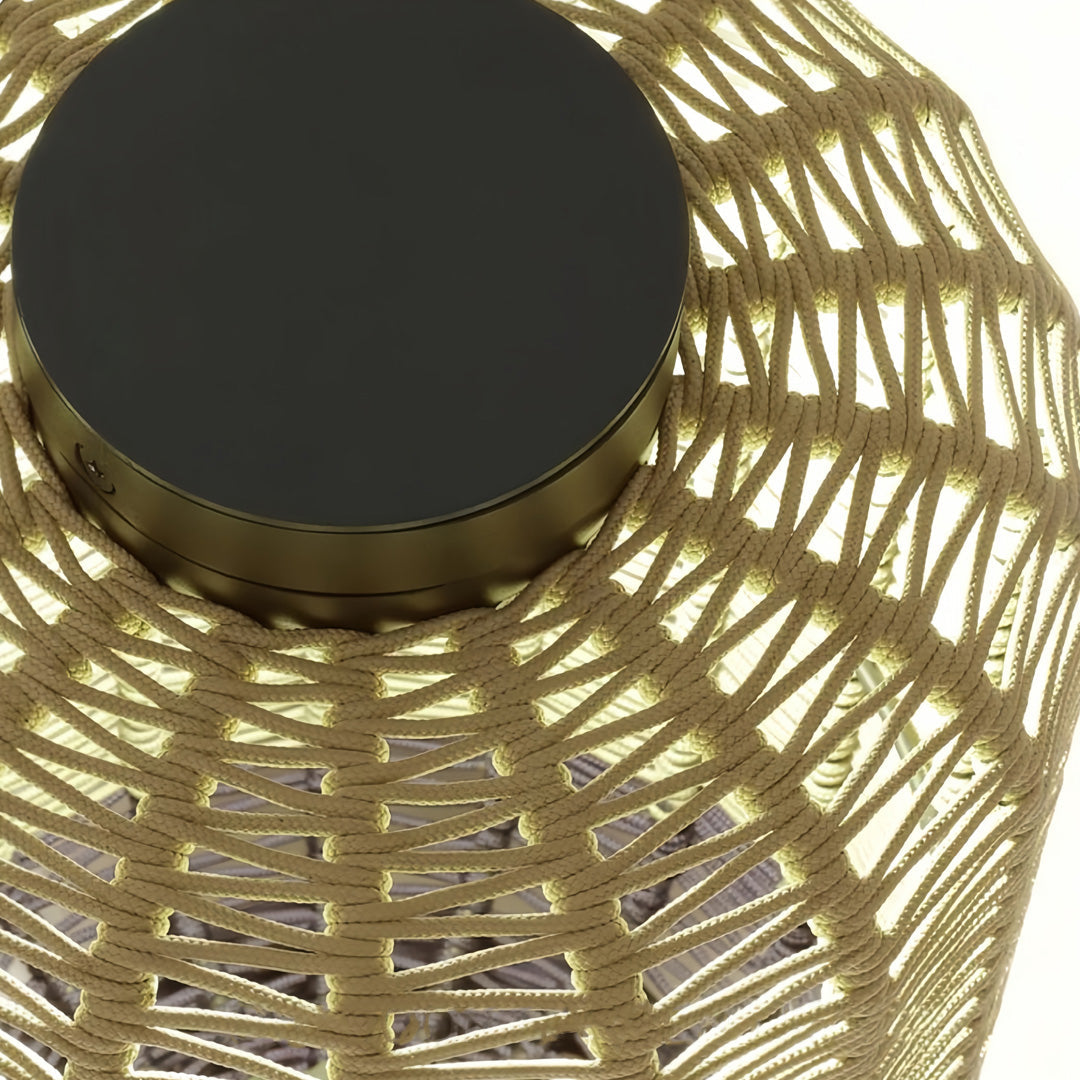 Woven Rope Lantern, Stainless Steel Frame Outdoor Floor Lantern