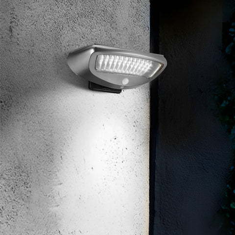 Adjustable Motion Solar Wall Light, Silver Outdoor Wall Lamp