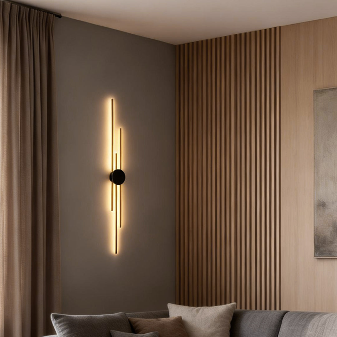 Triple Bar Linear Sconce, Iron and Acrylic Wall Light