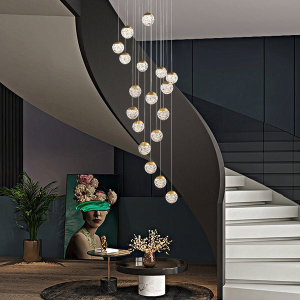 Spiral Glass Globe Chandelier