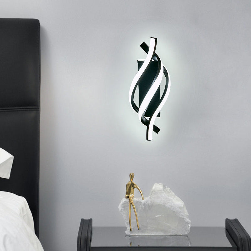 Twist Spiral Wall Sconce, Black and White Metal Wall Light
