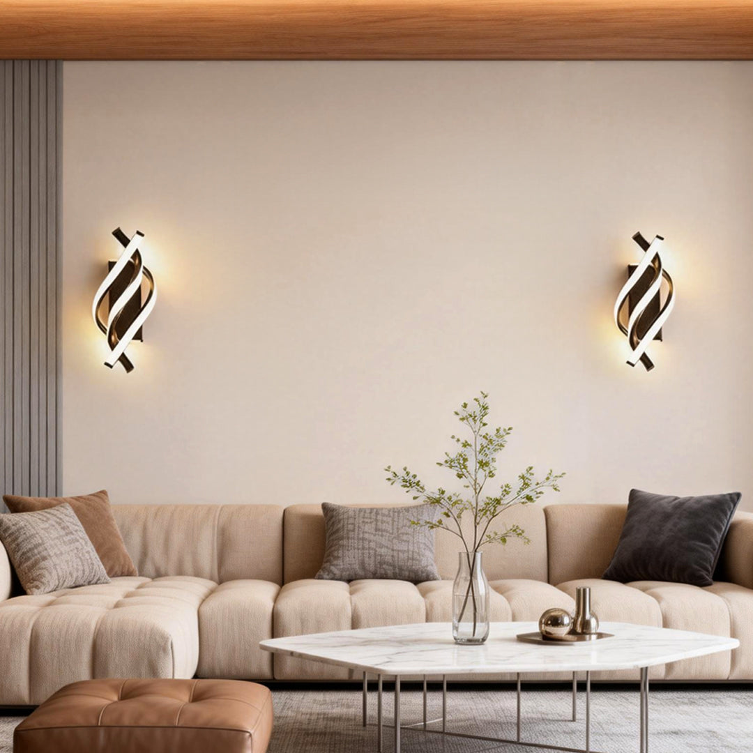 Twist Spiral Wall Sconce, Black and White Metal Wall Light