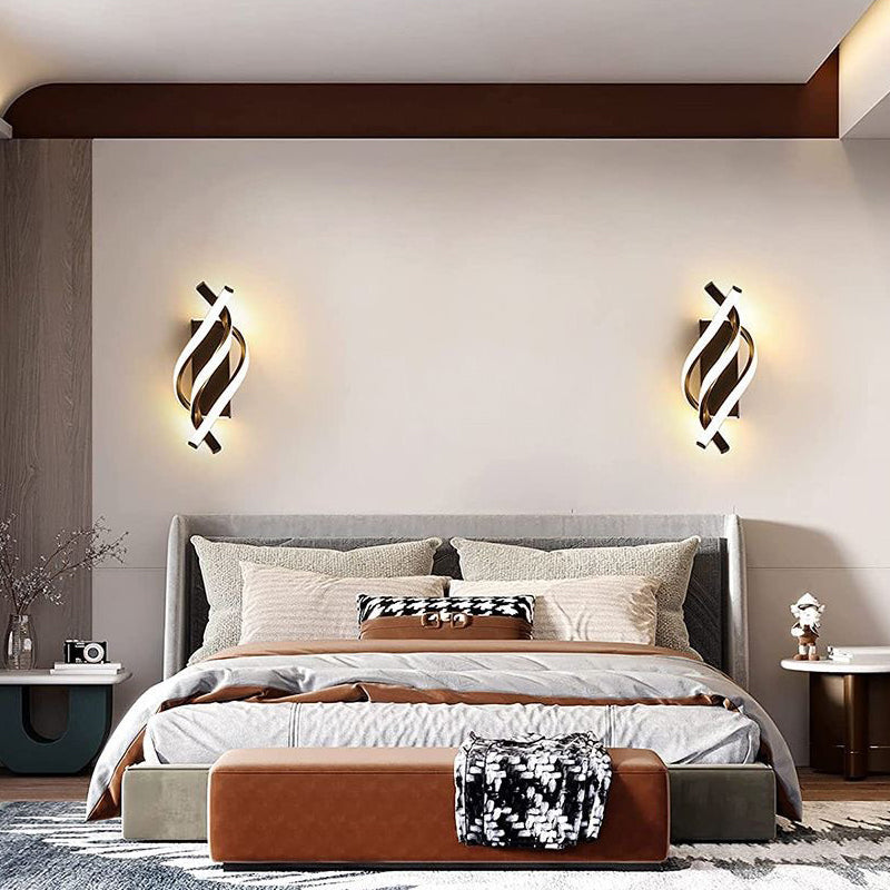 Twist Spiral Wall Sconce, Black and White Metal Wall Light