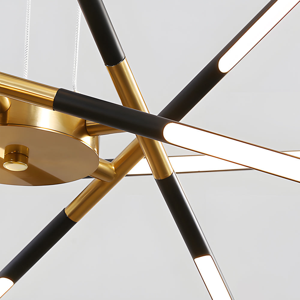 Stepless Dimming Sputnik Chandelier, Gold Rod LED