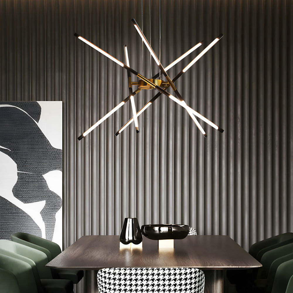 Stepless Dimming Sputnik Chandelier, Gold Rod LED