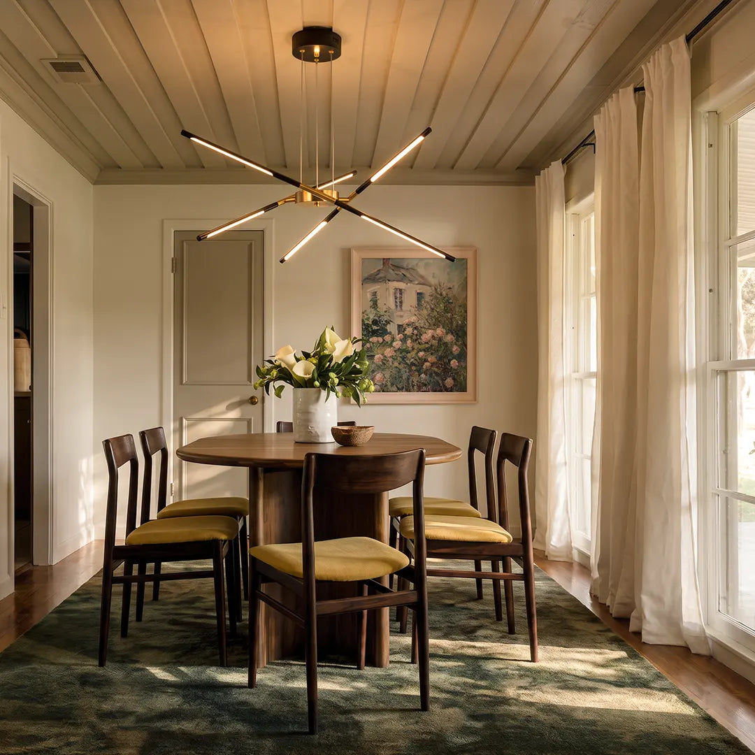 Stepless Dimming Sputnik Chandelier, Gold Rod LED