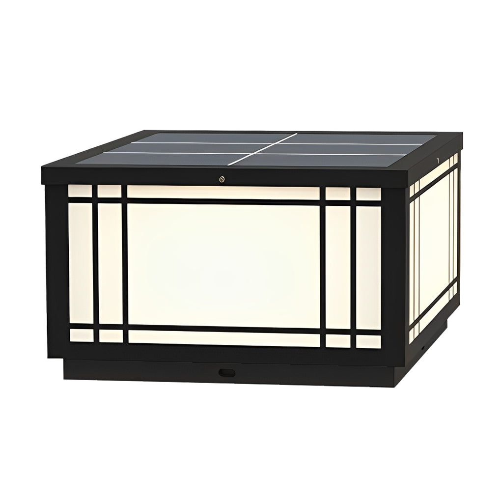 Craftsman Grille Pillar Light, Black Stainless Steel Post Cap Light 13