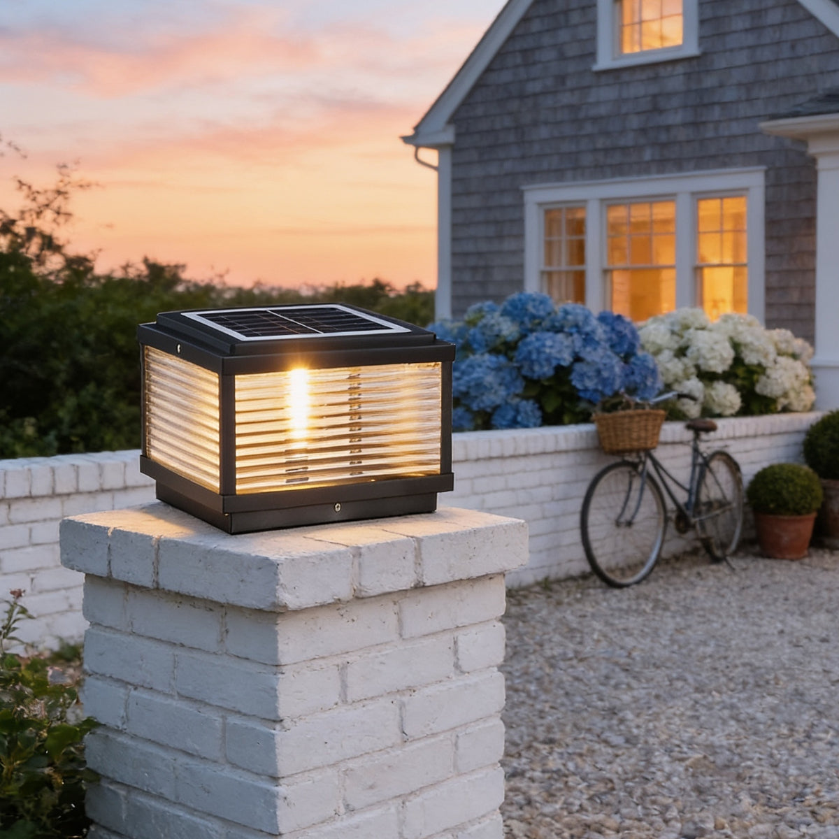 Square Pillar Light, Solar, 9.8 in