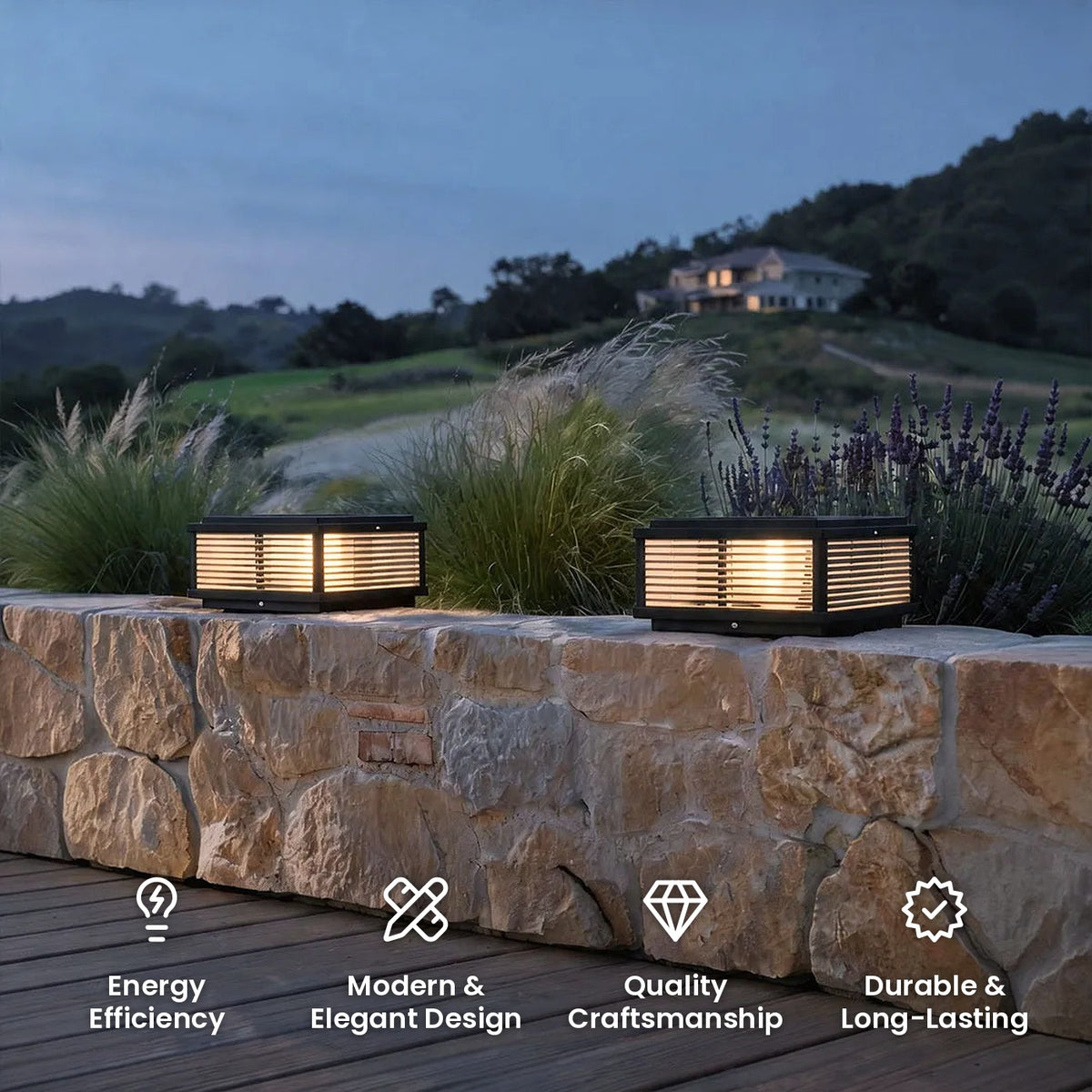 Square Pillar Light: energy efficiency, modern and elegant design, quality craftsmanship, durable and long-lasting