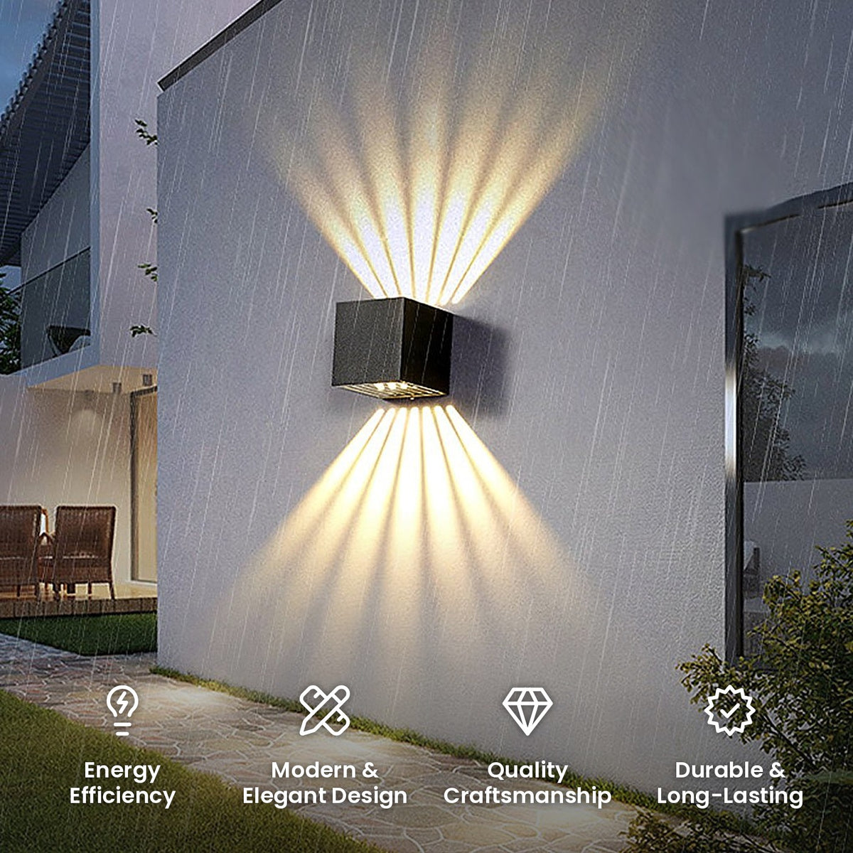 Square Up and Down Wall Light: energy efficiency, modern and elegant design, quality craftsmanship, durable and long-lasting