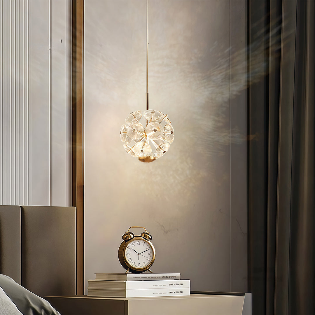 Crystal Flower Ball Staircase Chandelier, Gold Iron Long Drop Light 4