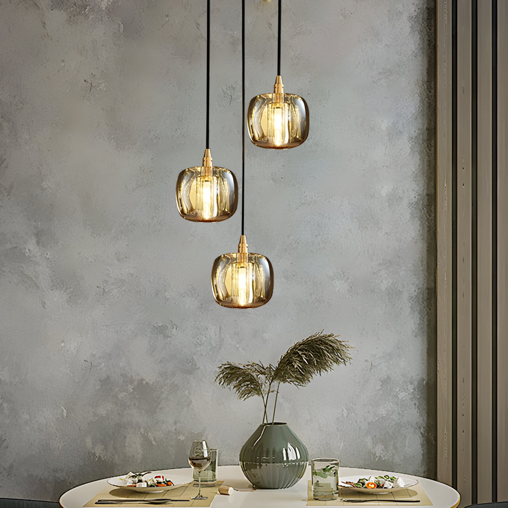Crystal Cube Spiral Staircase Chandelier, Copper Long Drop Light 8